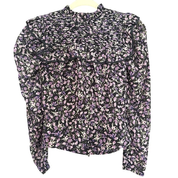 ASTR Floral High Neck Peplum Long Sleeve Peasant Blouse Size XS - Picture 4 of 15